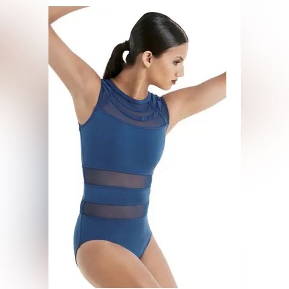 balera size MA Round Collar Lustre Leotard GREEN - Picture 2 of 16